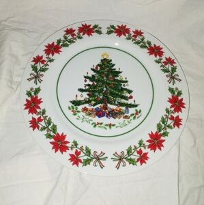 Vintage Christmas Tree Poinsettia Dinner Plate Artmark Japan 1987 Replacement